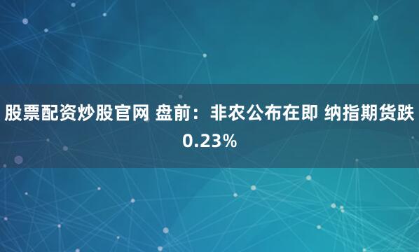 股票配资炒股官网 盘前：非农公布在即 纳指期货跌0.23%
