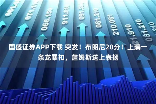 国盛证券APP下载 突发！布朗尼20分！上演一条龙暴扣，詹姆斯送上表扬